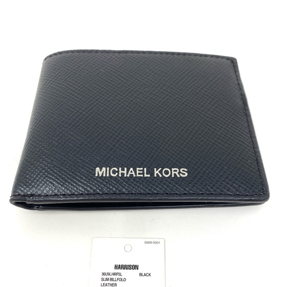 MICHAEL KORS Men’s Slim Billfold Wallet Black Leather 36U9LHRF5L - Picture 2 of 6